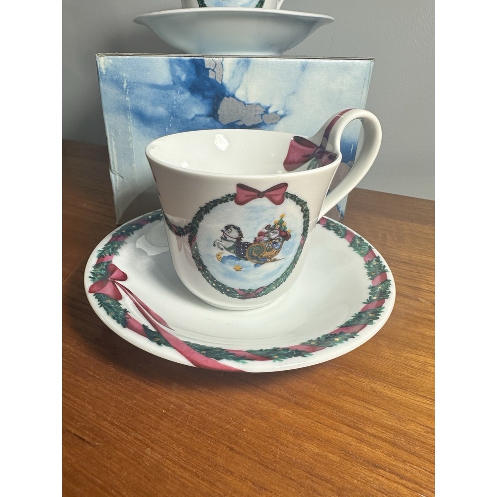 Royal Copenhagen JINGLE BELLS Oversized Cup & Saucer w/Original Box! 4 Available